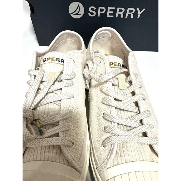 Sperry Shoes Men\'s Size 12 Racquet Oxford Pride Sneaker White Beige Multicolor main image 9